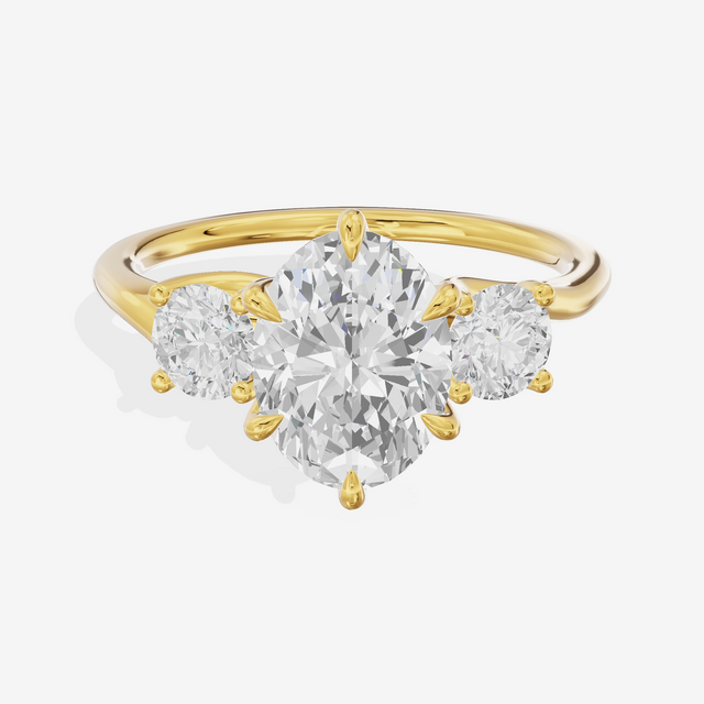 Luxe Vowsae Three Stone Oval Engagement Ring (1/2 ct. tw.) in 18K Yellow Gold