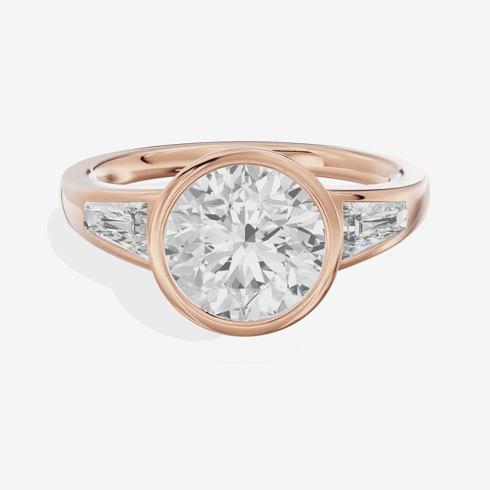 Modern Triade Round Three Stone Engagement Ring (1/2 ct. tw.) in 18K Rose Gold