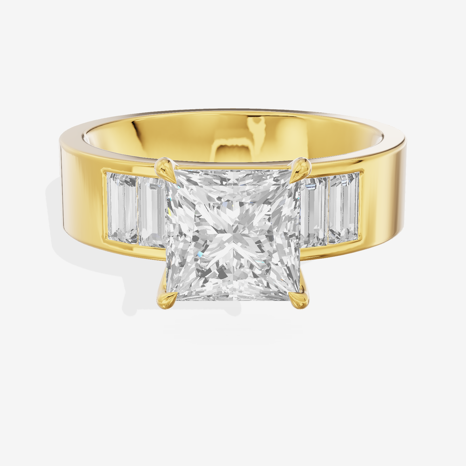 Grand Sincere Princess Engagement Ring with Side Stones (3/5 ct. tw.) in 18K Yellow Gold