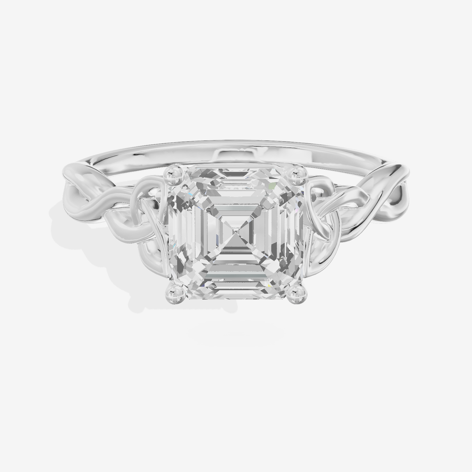 Modern Vowsae 2.5mm Asscher Solitaire Engagement Ring in 18K White Gold