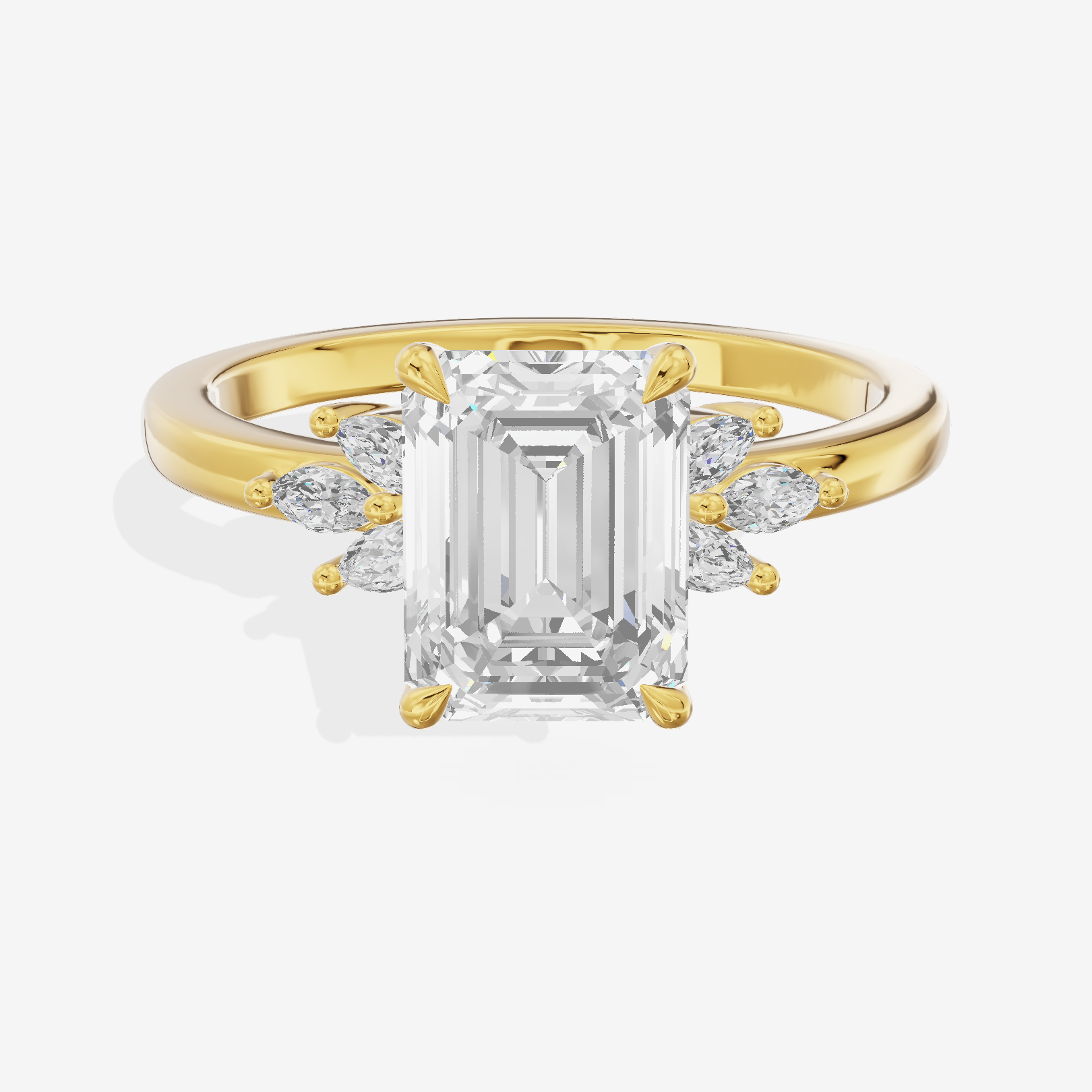 Modern Halcyon Emerald Engraved Engagement Ring (1/5 ct. tw.) in 18K Yellow Gold