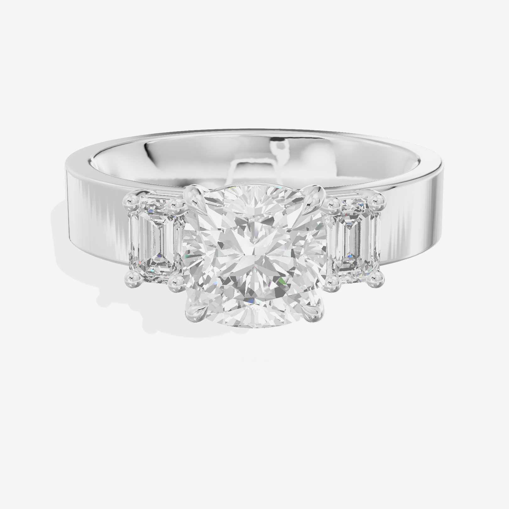 Vintage Vowsae Three Stone Cushion Engagement Ring (1/2 ct. tw.) in 18K White Gold