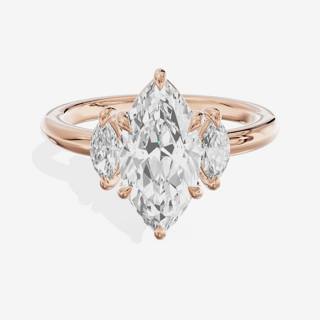Classic Sincere Three Stone Marquise Engagement Ring (1/3 ct. tw.) in 18K Rose Gold