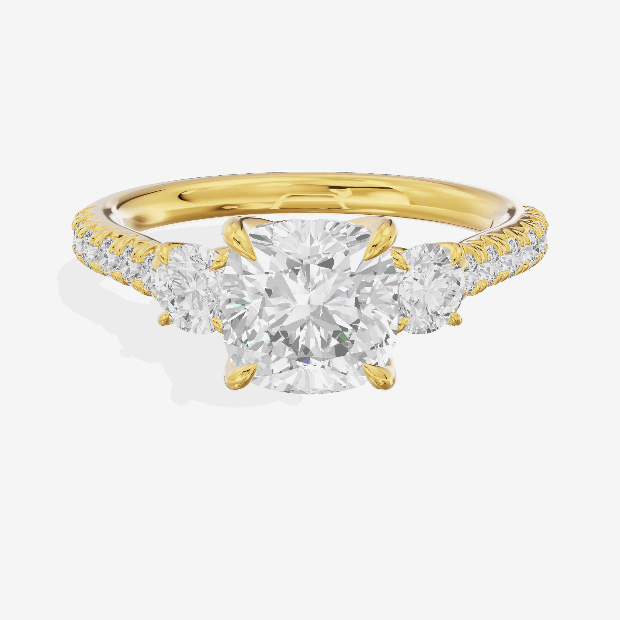 Triade Anniversary Anniversary Cushion Three Stone Engagement Ring (1/2 ct. tw.) in 18K Yellow Gold