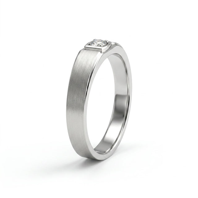 Low Profile Round Wedding Band (1/6 ct.) in 18K White Gold