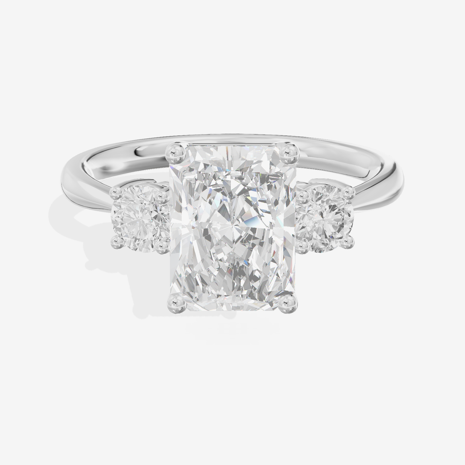 Petite Liviana 2mm Radiant Three Stone Engagement Ring (1/2 ct. tw.) in Platinum