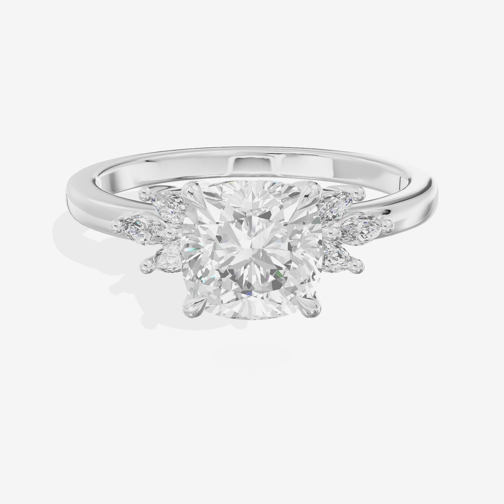 Modern Halcyon Cushion Engraved Engagement Ring (1/5 ct. tw.) in Platinum