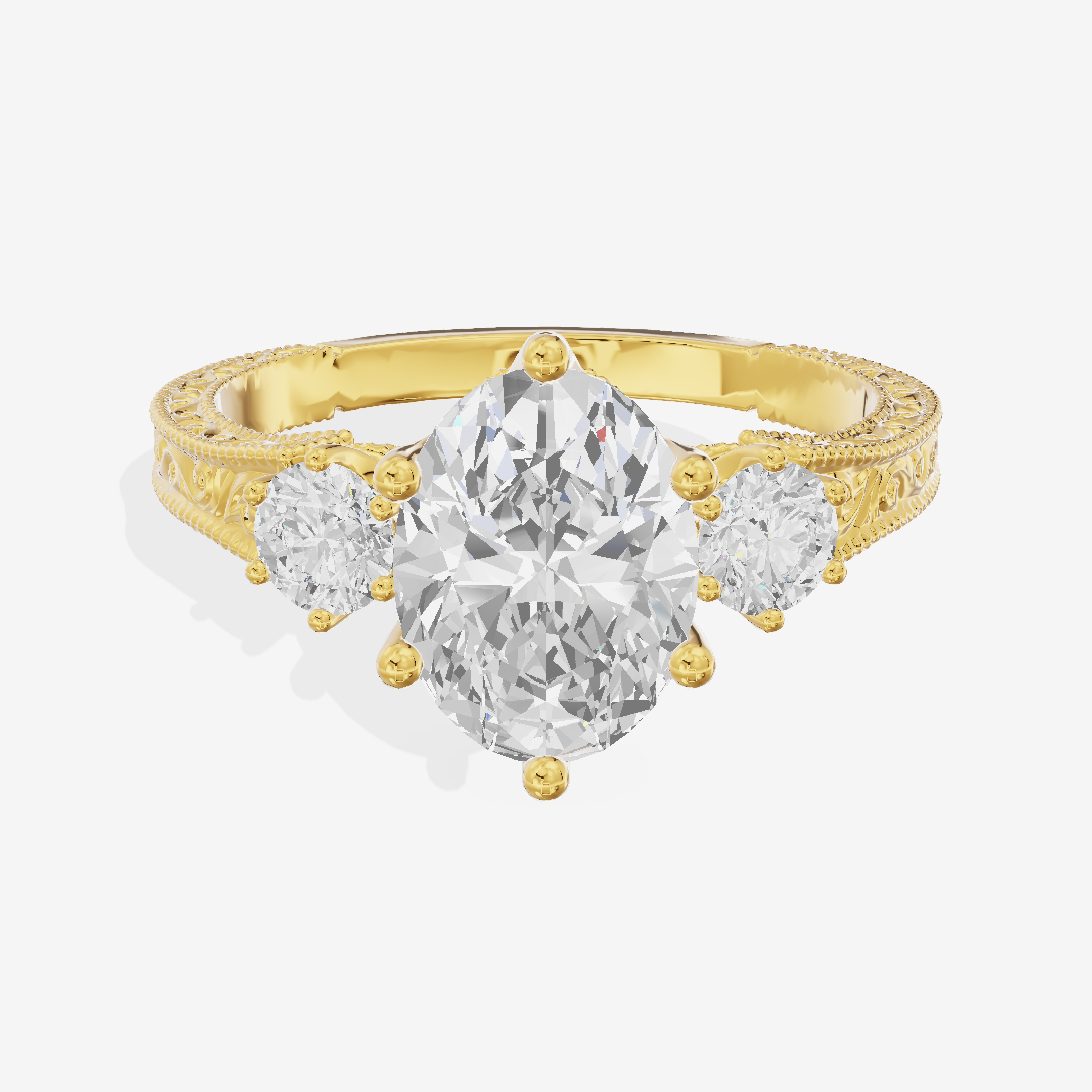 Lumera Three Stone Oval Engagement Ring (1/3 ct. tw.) in 14K Yellow Gold