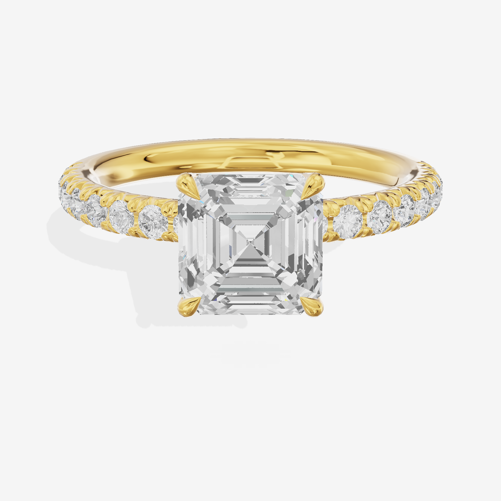 Bowed Whisper Asscher Engagement Ring with Side Stones (1/4 ct. tw.) in 18K Yellow Gold