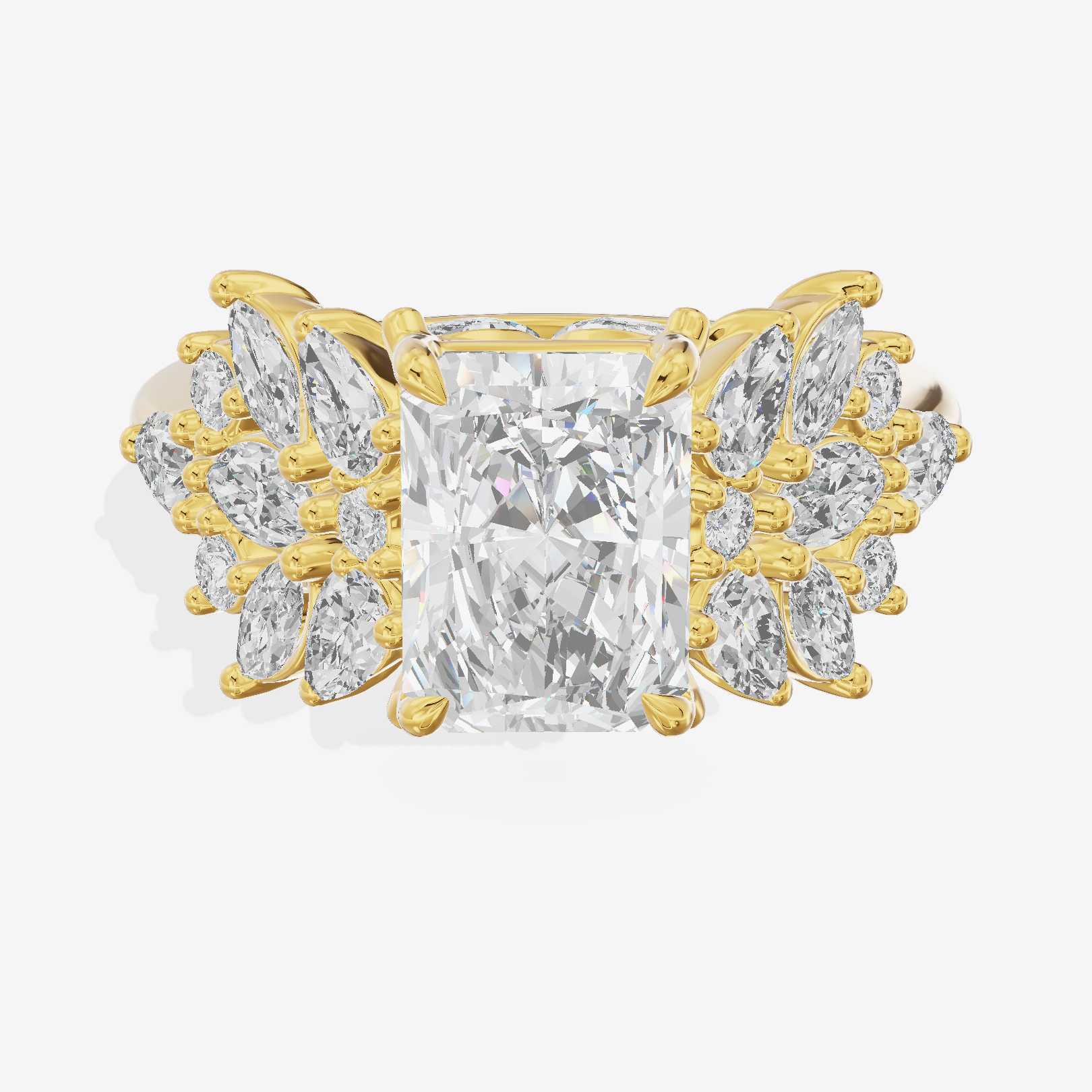 Grand Heartline Radiant Engagement Ring with Side Stones (3/4 ct. tw.) in 14K Yellow Gold