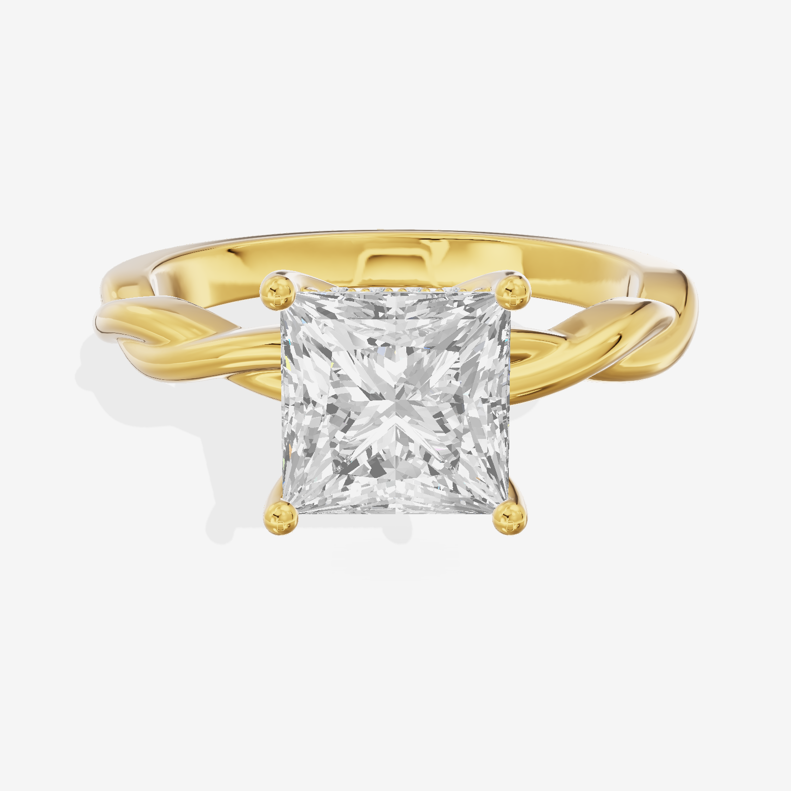 Twine Hidden Halo Princess Engagement Ring (1/20 ct. tw.) in 18K Yellow Gold