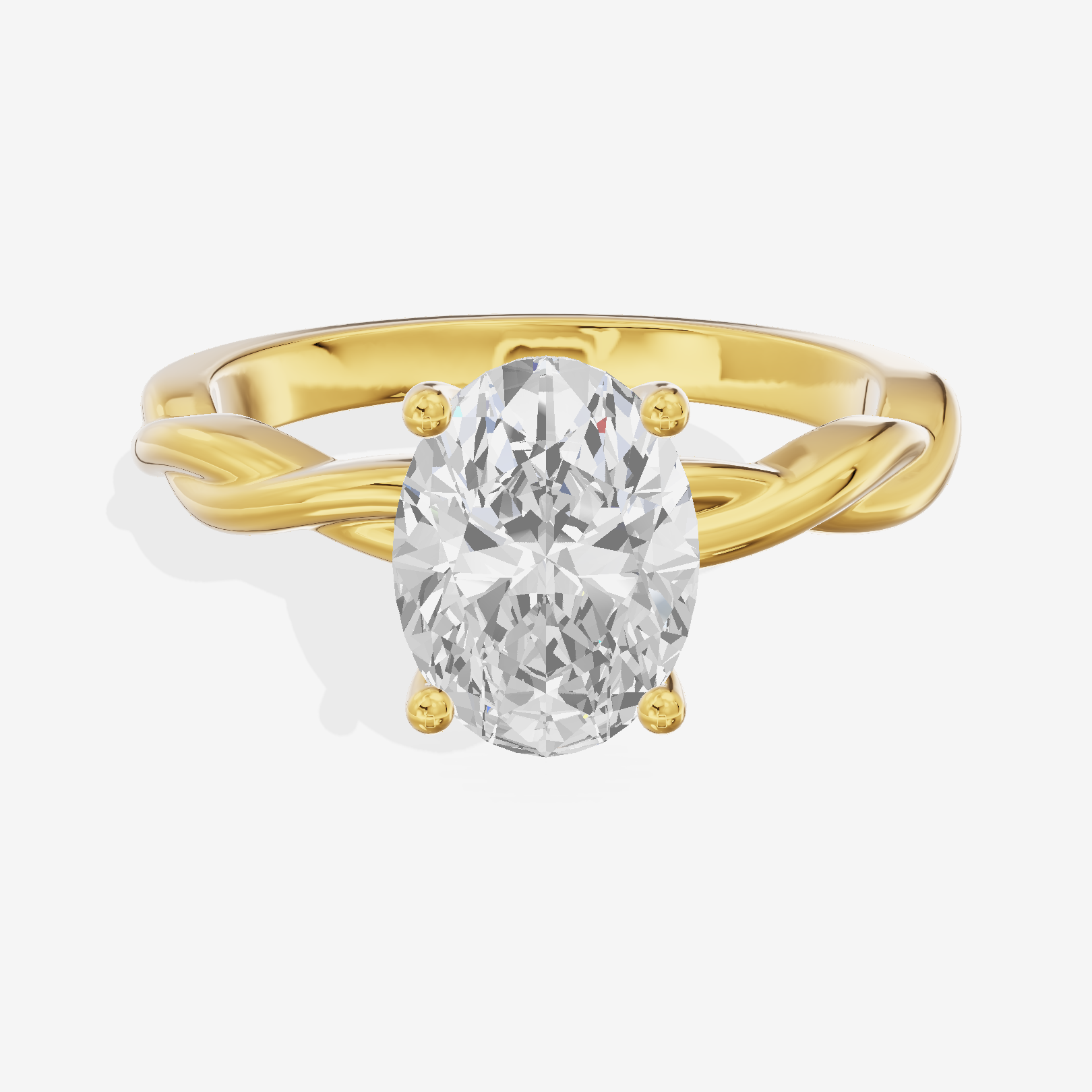 Twine Hidden Halo Oval Engagement Ring (1/20 ct. tw.) in 14K Yellow Gold