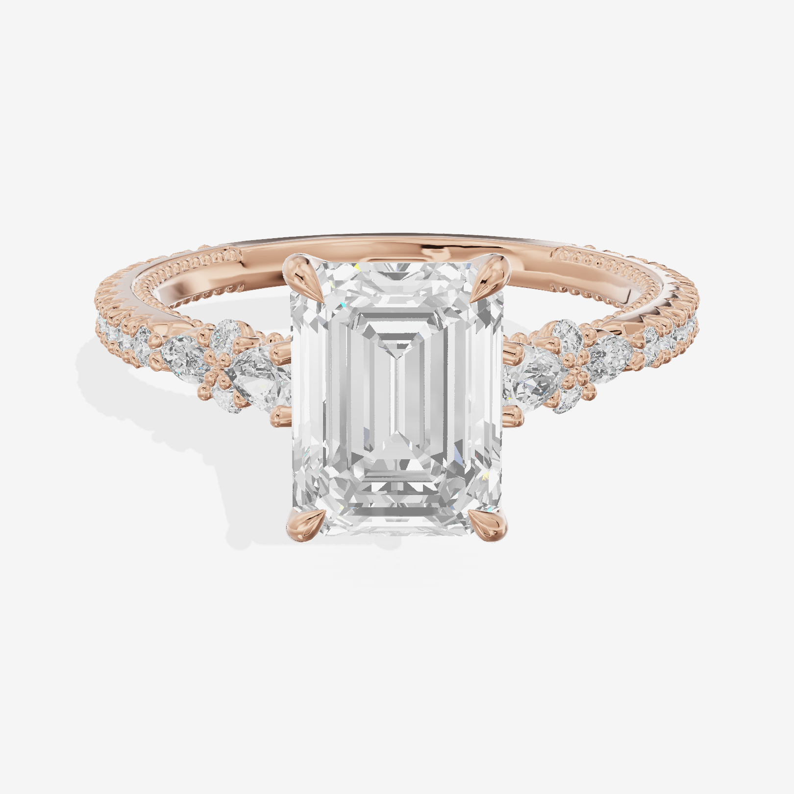 Trueheart Emerald Engagement Ring with Side Stones (2/5 ct. tw.) in 18K Rose Gold