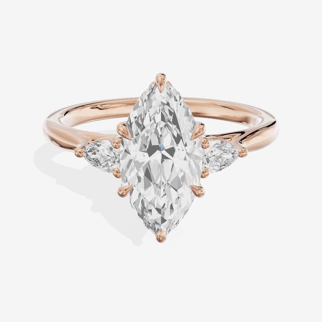 Aurea Three Stone Marquise Engagement Ring (1/4 ct. tw.) in 14K Rose Gold