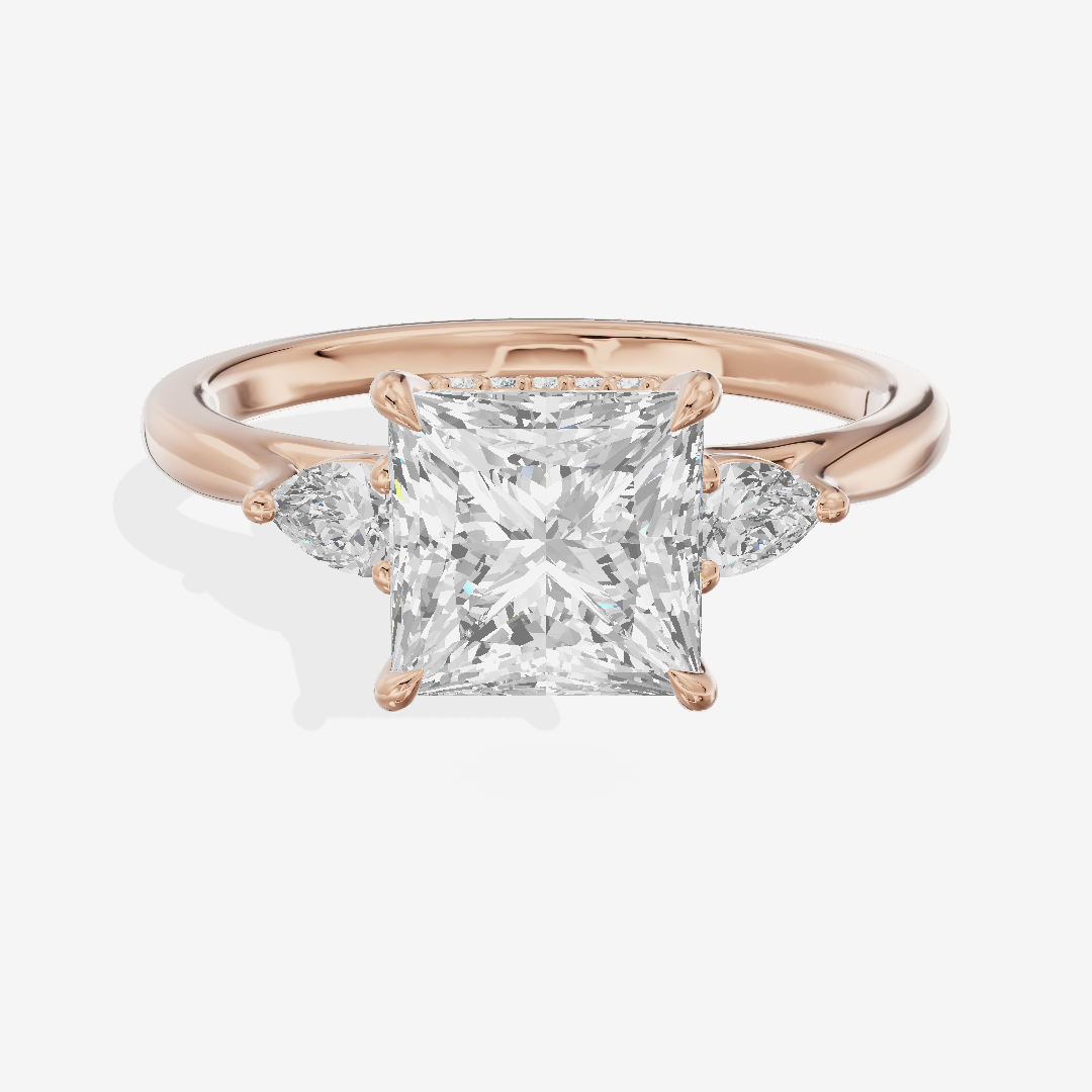 Aurea Three Stone Princess Engagement Ring (1/4 ct. tw.) in 18K Rose Gold