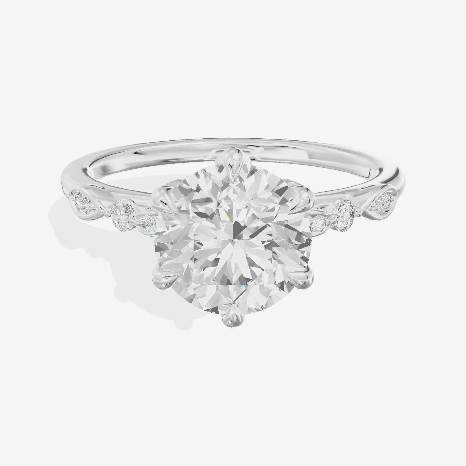 Lightwoven Round Engagement Ring with Side Stones (1/6 ct. tw.) in 14K White Gold