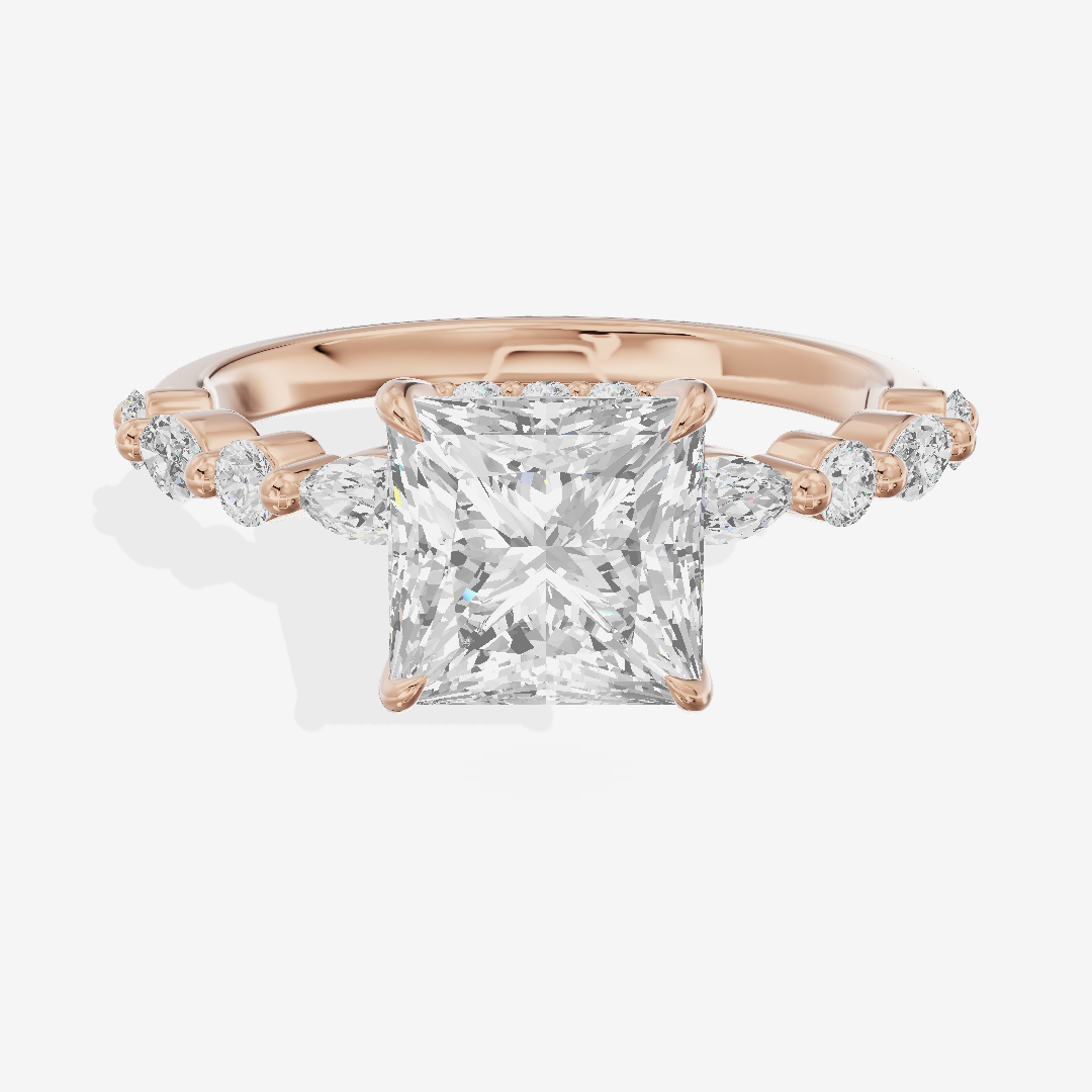 Adorae Pavé Princess Hidden Halo Engagement Ring (1/3 ct. tw.) in 18K Rose Gold