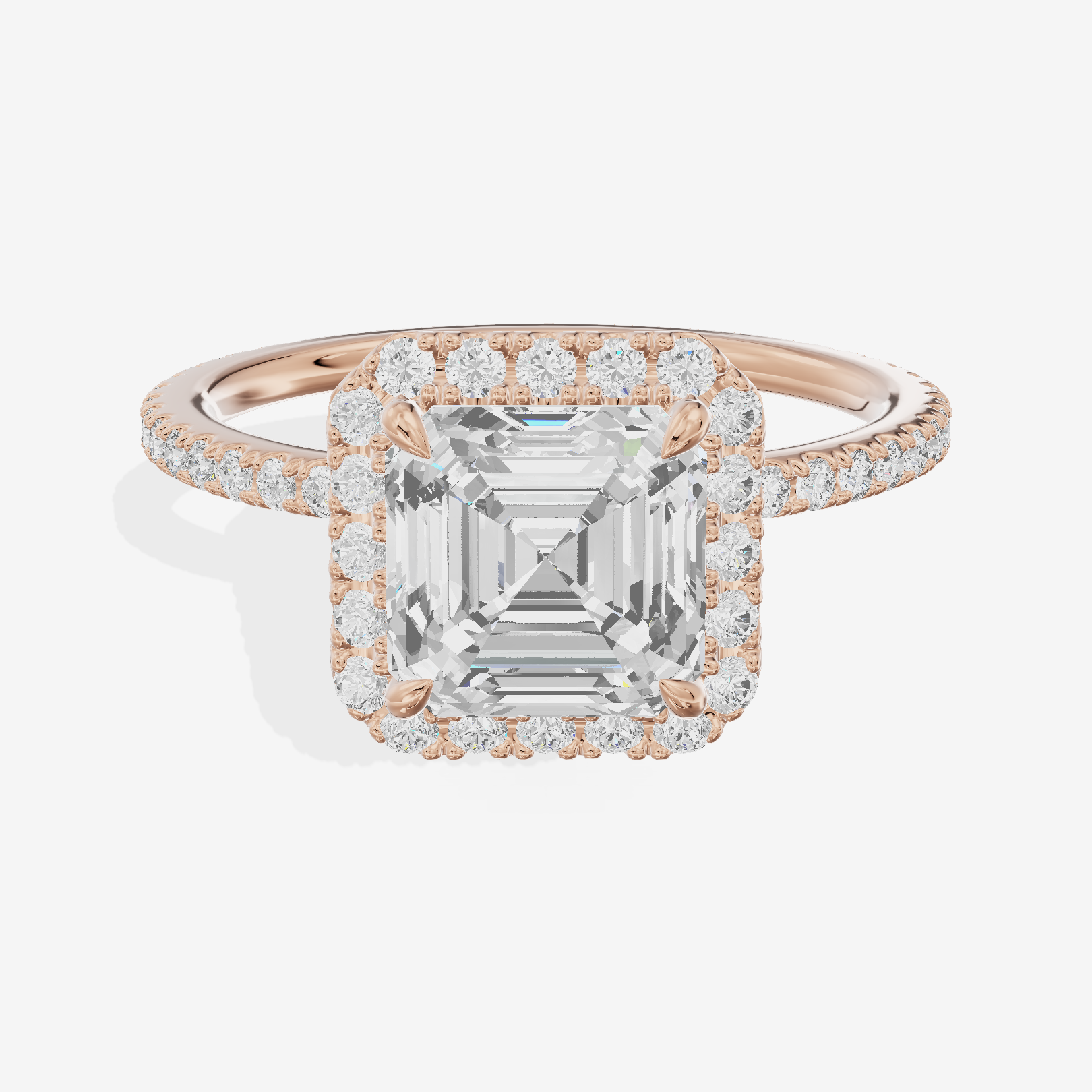 Grand Adorae Asscher Hidden Halo Engagement Ring (1/2 ct. tw.) in 14K Rose Gold