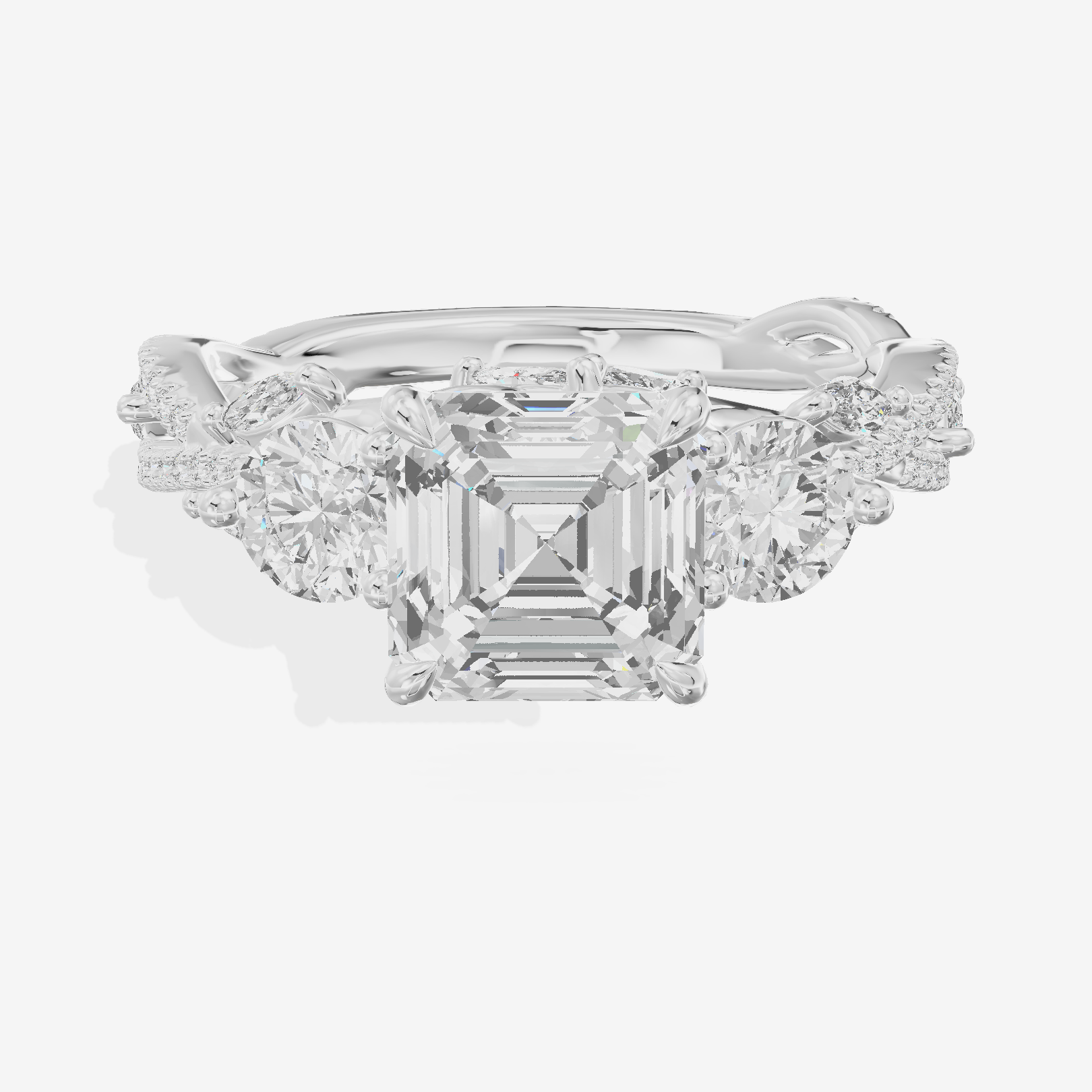 Classic Coeurine Three Stone Asscher Engagement Ring (3/5 ct. tw.) in 18K White Gold