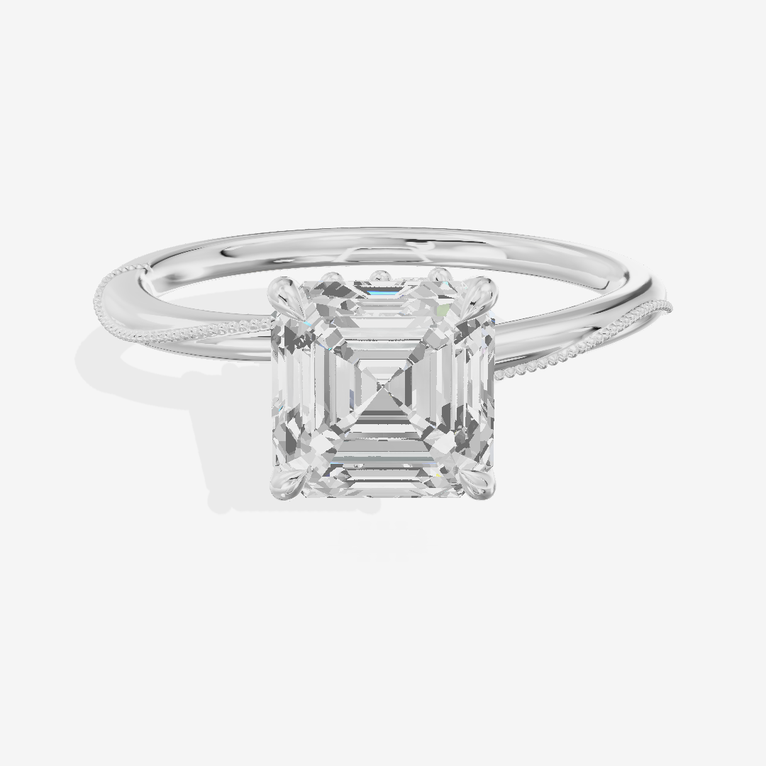 Vintage Coeurine Asscher Engagement Ring (1/10 ct. tw.) in 18K White Gold