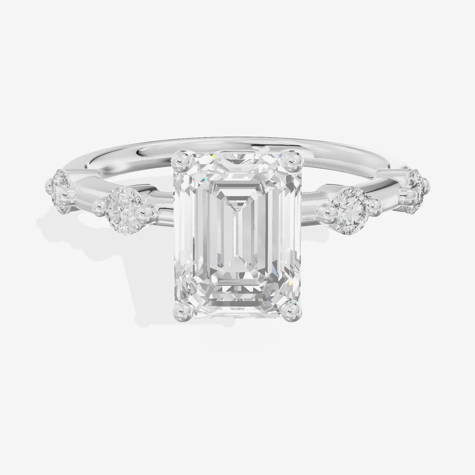 Petite Heartline Emerald Engagement Ring with Side Stones (1/5 ct. tw.) in Platinum