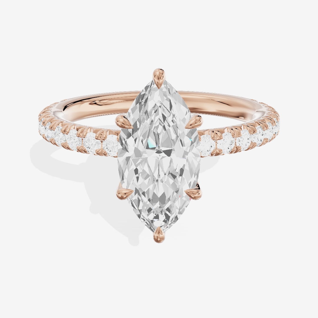 Tender Whisper Marquise Engagement Ring with Side Stones (1/6 ct. tw.) in 14K Rose Gold