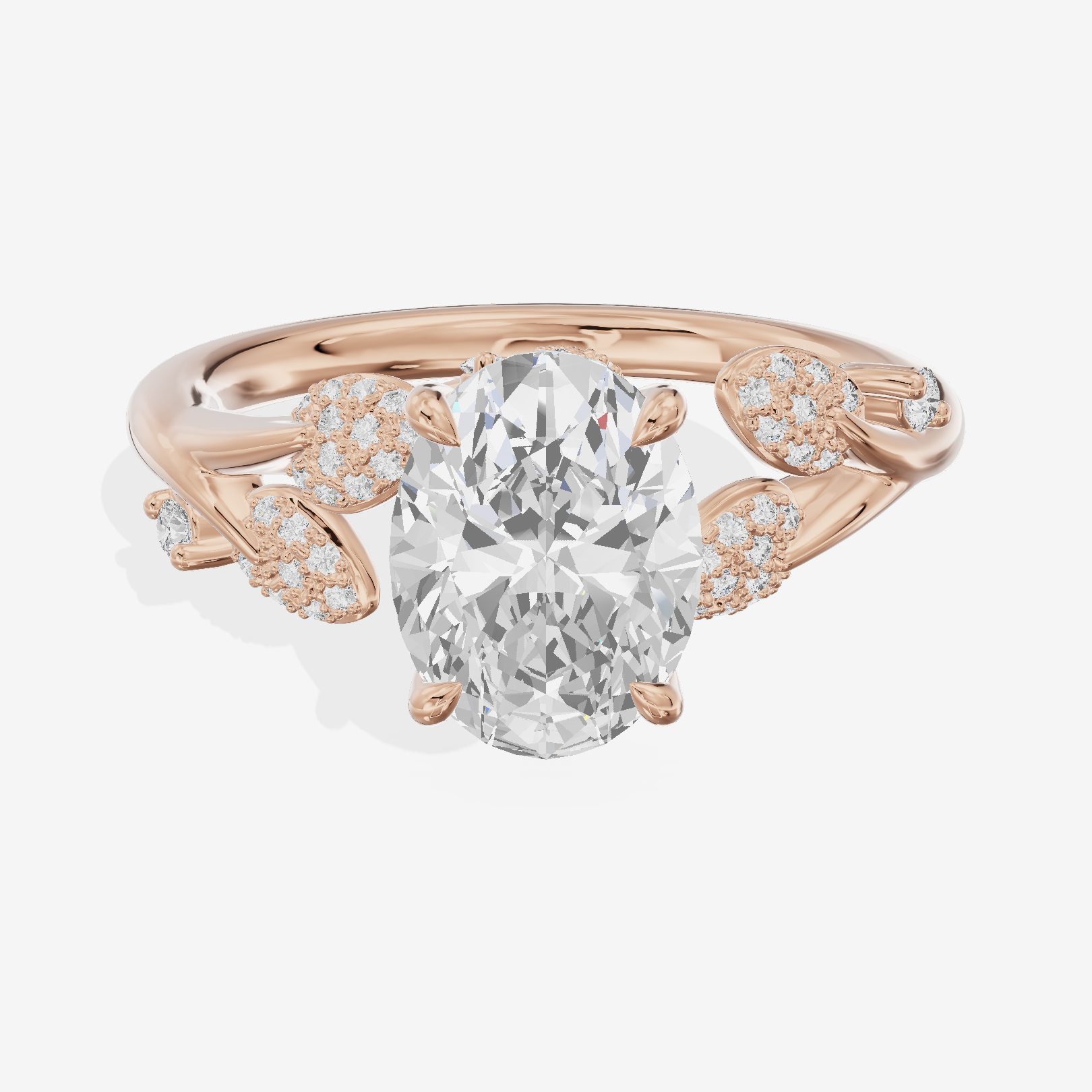 Grand Linger Oval Engagement Ring with Side Stones (1/10 ct. tw.) in 14K Rose Gold
