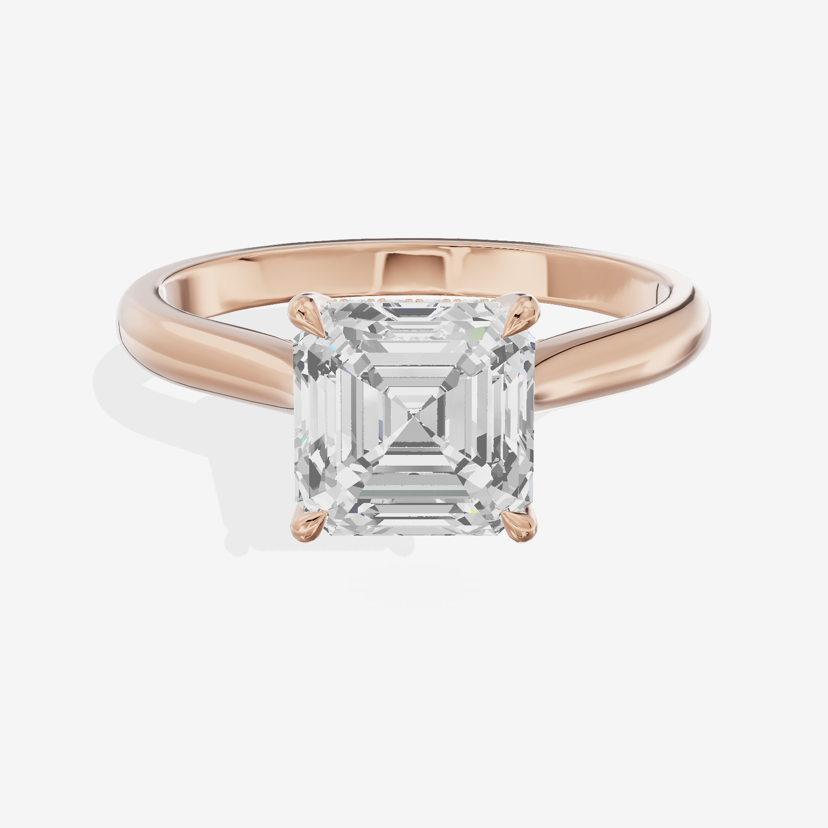 Vintage Halcyon Asscher Engagement Ring with Side Stones (1/8 ct. tw.) in 14K Rose Gold