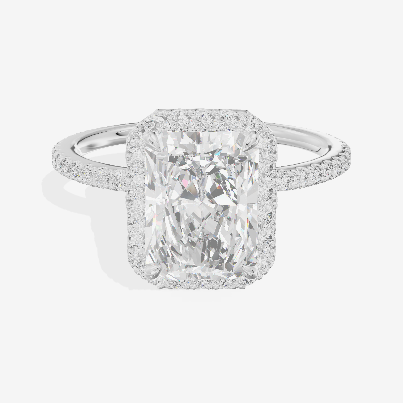 Selenia Radiant Hidden Halo Engagement Ring (1/6 ct. tw.) in 18K White Gold