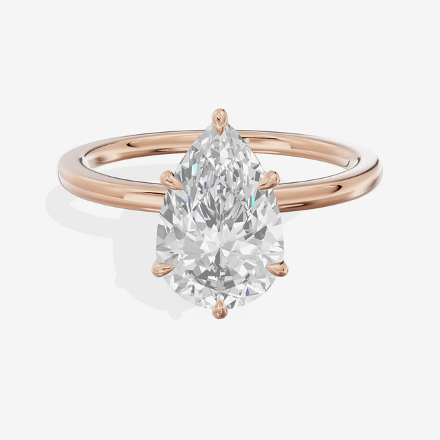 Sincere Halo Pear Engagement Ring (1/15 ct. tw.) in 18K Rose Gold
