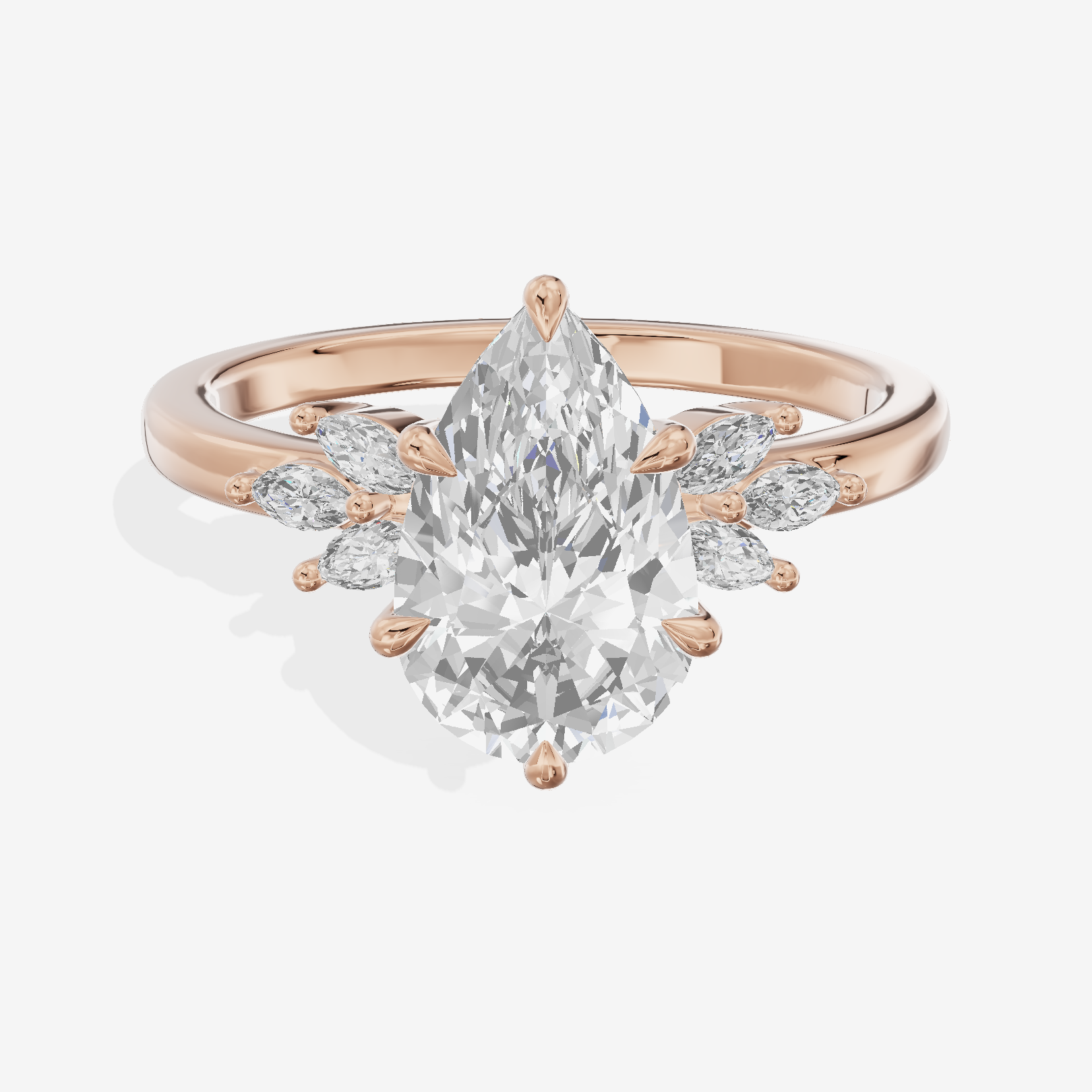 Modern Halcyon Pear Engraved Engagement Ring (1/5 ct. tw.) in 18K Rose Gold