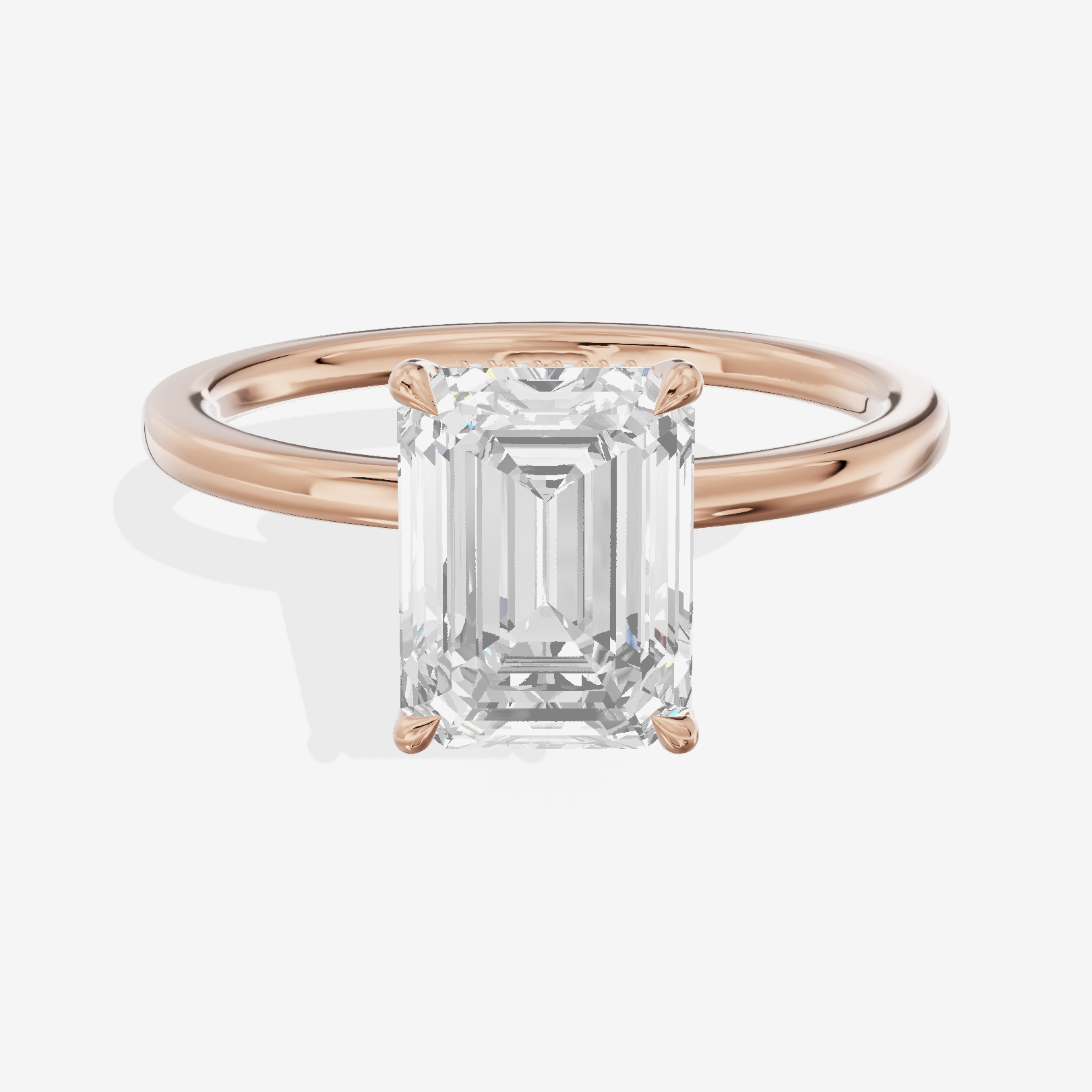 Tender Aimora Emerald Engagement Ring with Hidden Halos (1/20 ct. tw.) in 14K Rose Gold