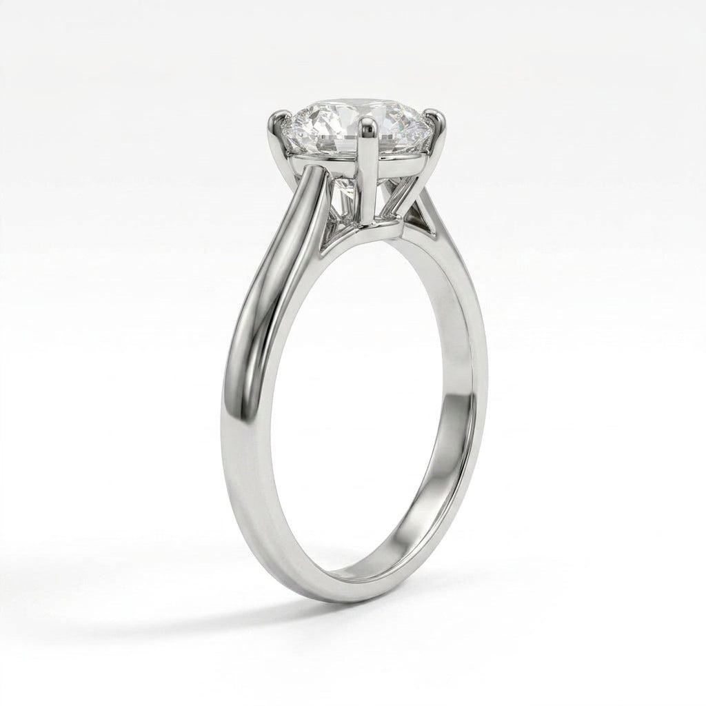 Cathedral Solitaire Round Engagement Ring (2.35 ct.) in Platinum