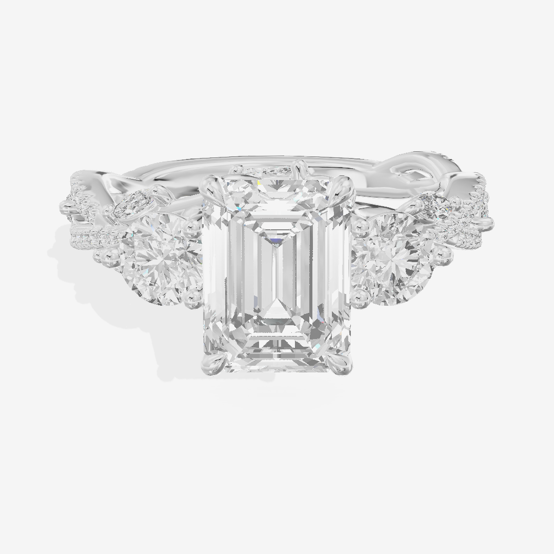 Luxe Selenia Three Stone Emerald Engagement Ring (1 ct. tw.) in Platinum