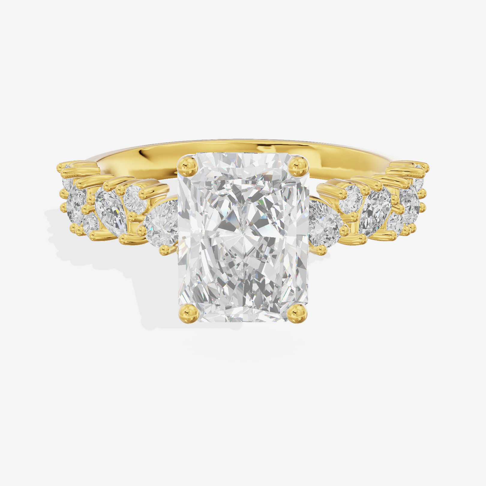 Bowed Vowsae Radiant Engagement Ring with Side Stones (2/5 ct. tw.) in 18K Yellow Gold
