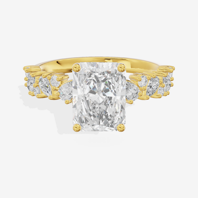Bowed Vowsae Radiant Engagement Ring with Side Stones (2/5 ct. tw.) in 18K Yellow Gold