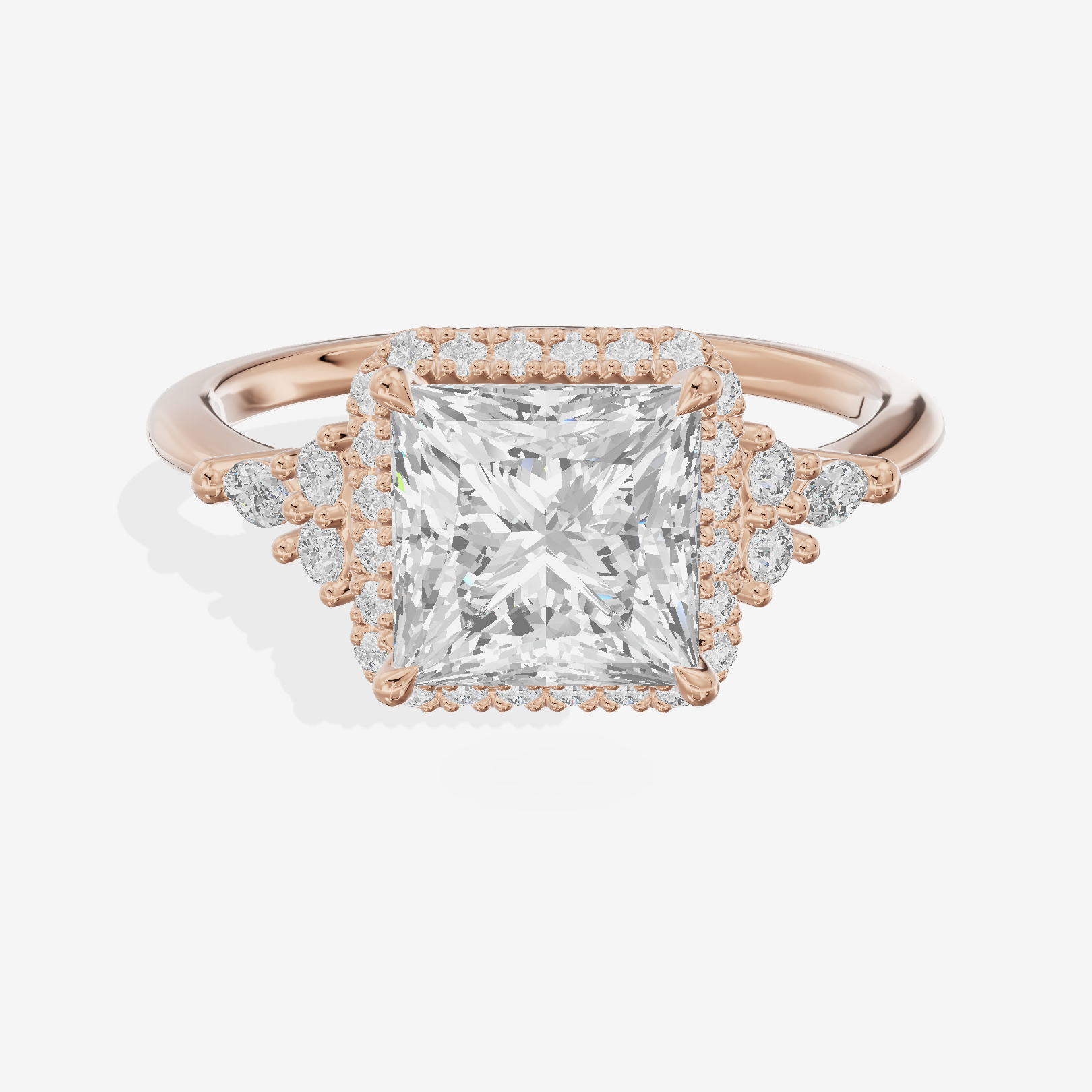 Clusta Halo Princess Engagement Ring (1/2 ct. tw.) in 14K Rose Gold