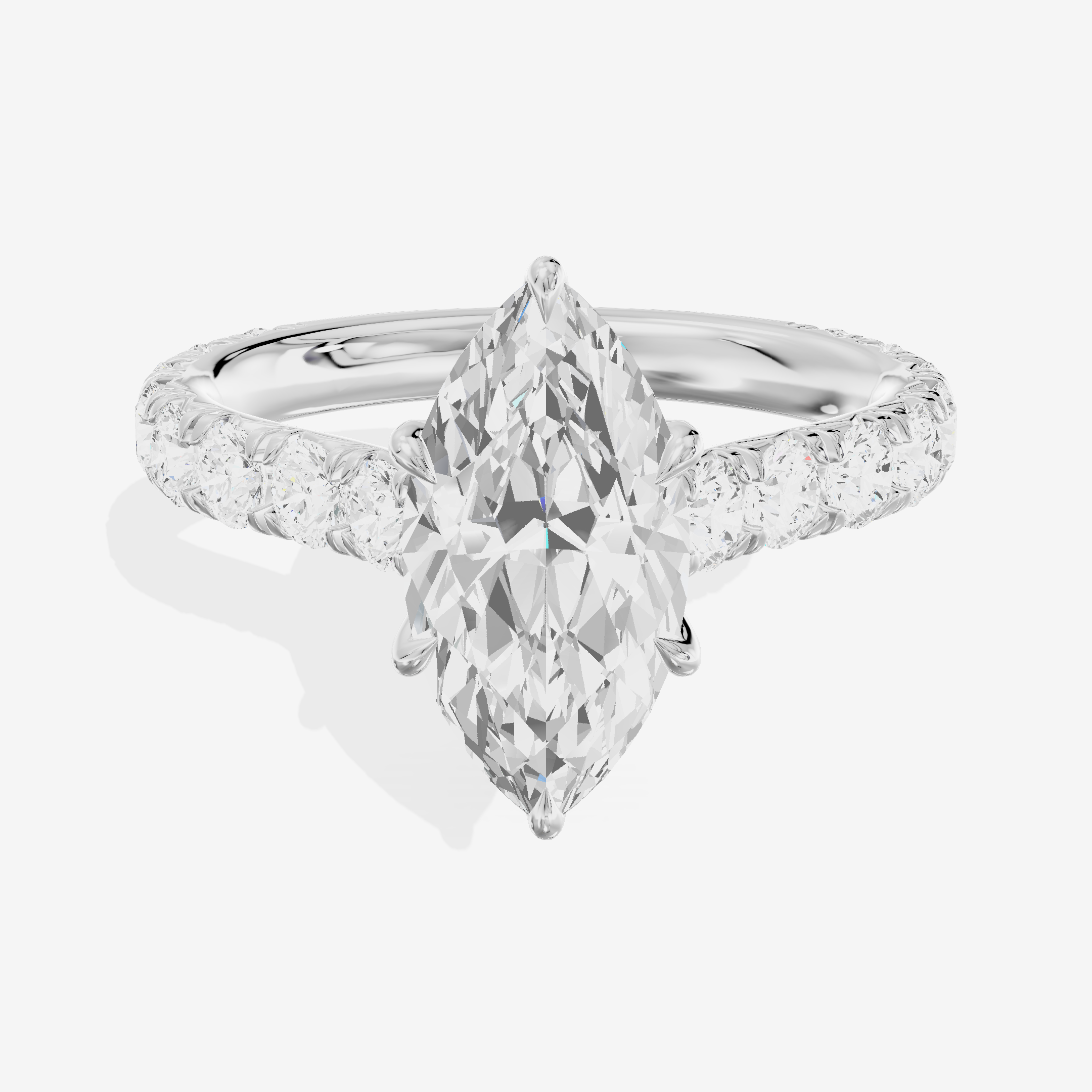Twine Marquise Engagement Ring with Side Stones (7/8 ct. tw.) in 14K White Gold