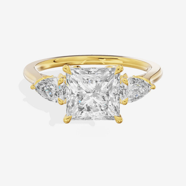 Modern Sincere Three Stone Princess Engagement Ring (1/2 ct. tw.) in 14K Yellow Gold