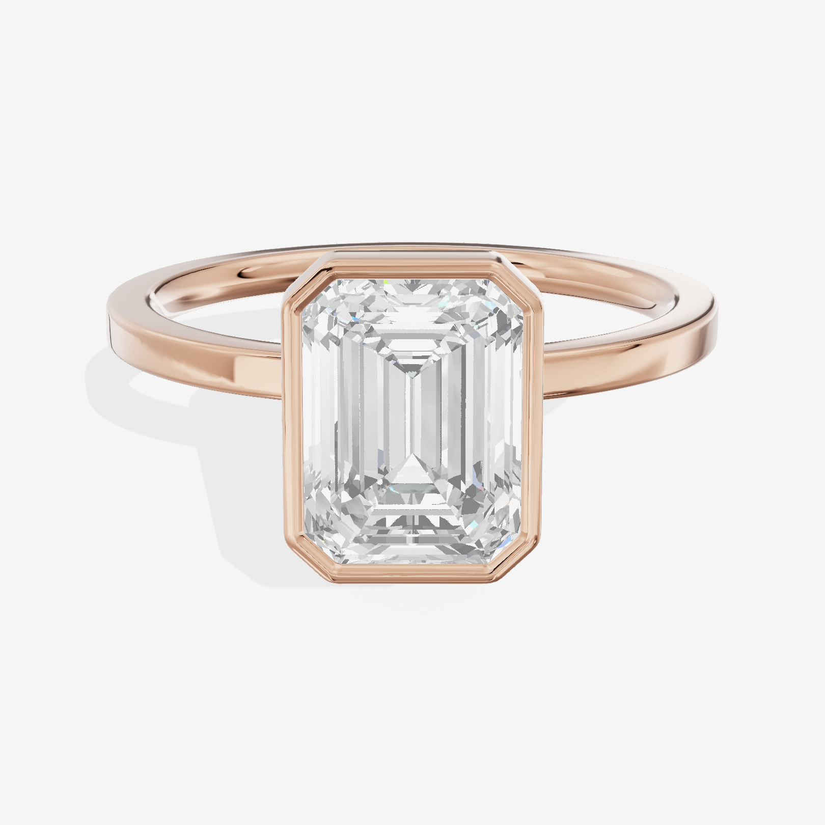 One of One Classic 1.5mm Emerald Bezel Engagement Ring in 18K Rose Gold