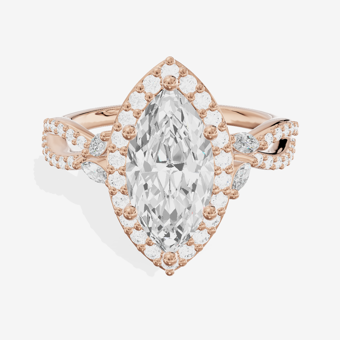 Luxe Reverya Marquise Hidden Halo Engagement Ring (2/5 ct. tw.) in 18K Rose Gold