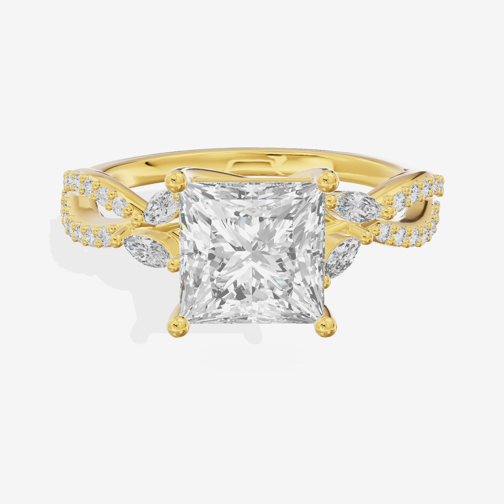 Luxe Lumera Princess Engagement Ring with Side Stones (1/4 ct. tw.) in 18K Yellow Gold