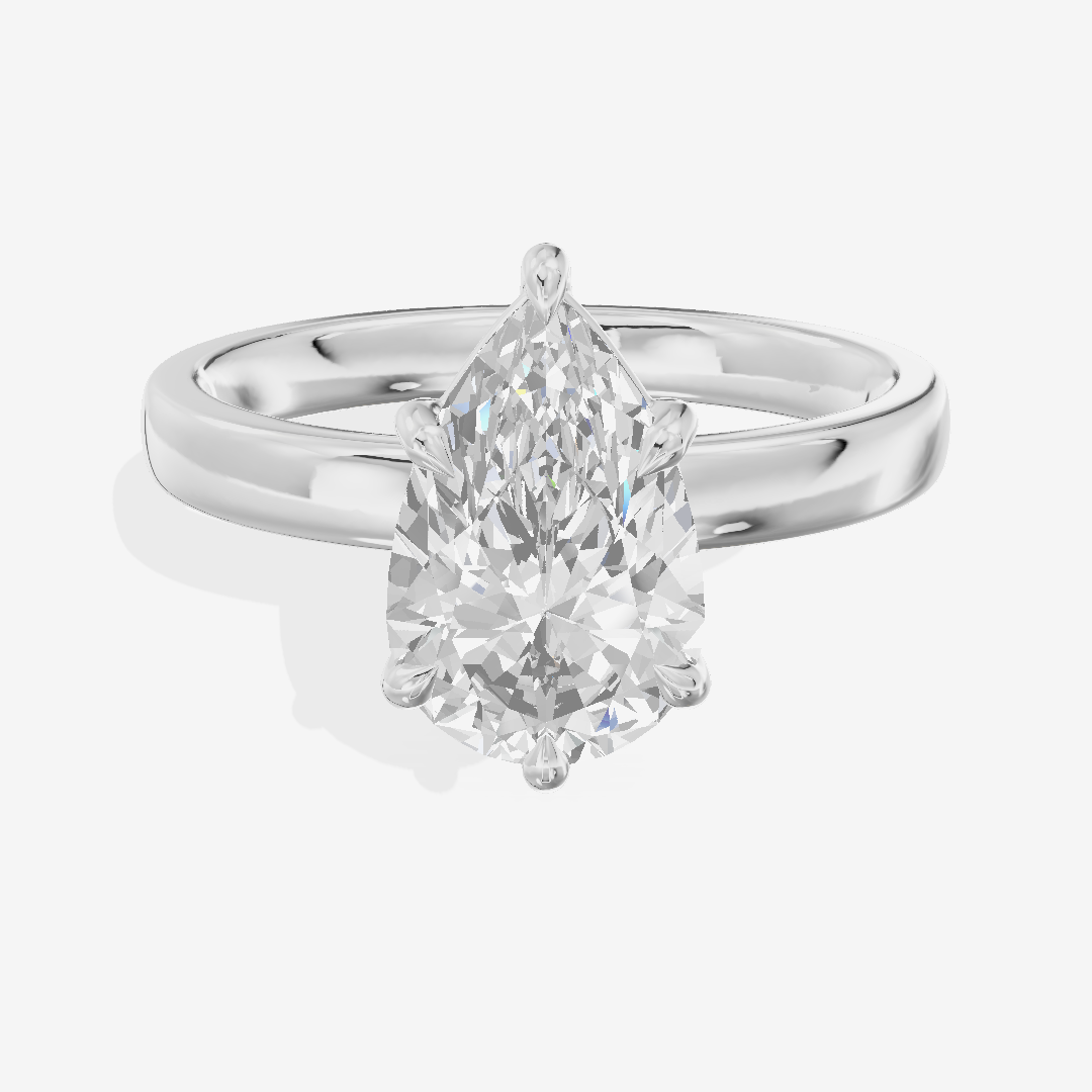 Tender Eversince 2.5mm Pear Solitaire Engagement Ring in 18K White Gold