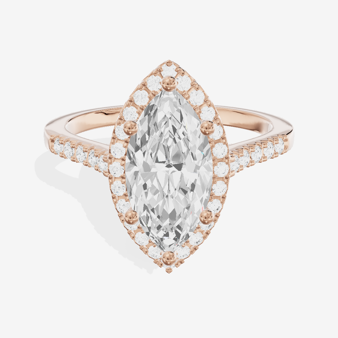 Lumera Halo Marquise Engagement Ring (1/5 ct. tw.) in 18K Rose Gold