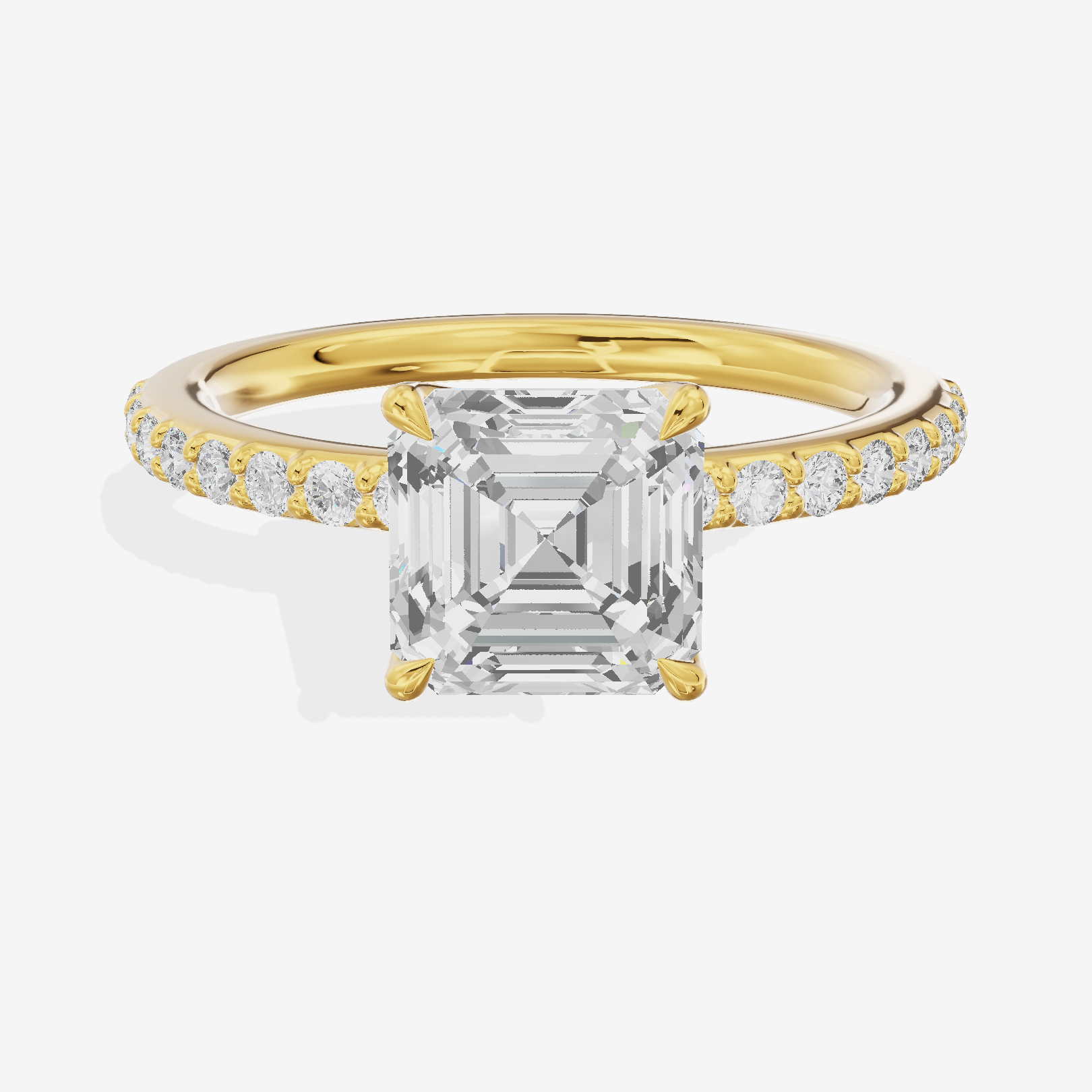 Luxe Whisper Asscher Engagement Ring with Side Stones (1/4 ct. tw.) in 14K Yellow Gold