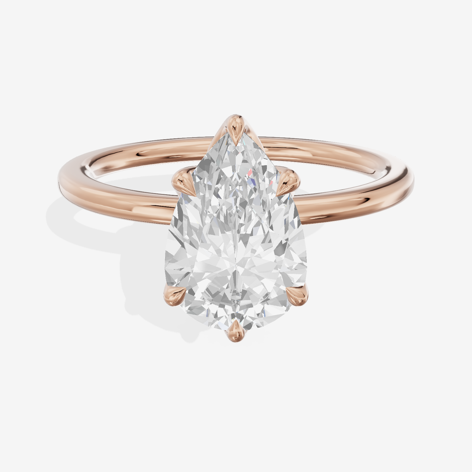 Petite Selenia 1.5mm Pear Solitaire Engagement Ring in 18K Rose Gold