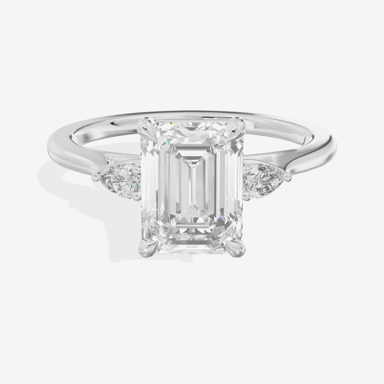 Royal Sincere Three Stone Emerald Engagement Ring (2/3 ct. tw.) in Platinum