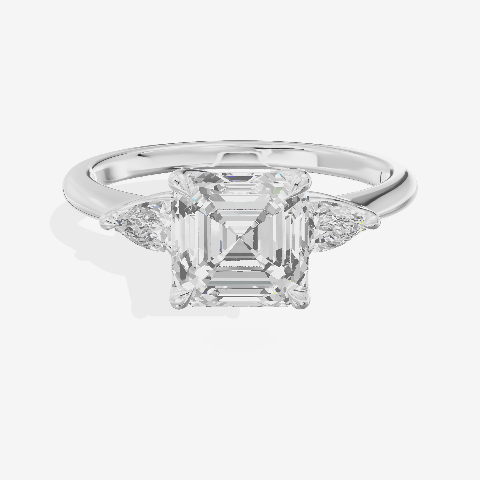 Vintage Coeurine Three Stone Asscher Engagement Ring (1/2 ct. tw.) in 14K White Gold