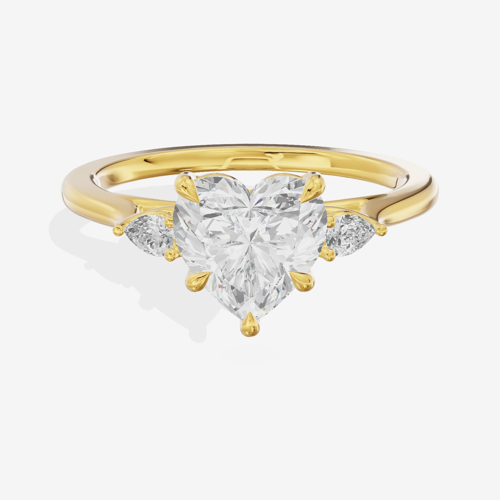 Triade Heart Three Stone Engagement Ring (1/10 ct. tw.) in 14K Yellow Gold