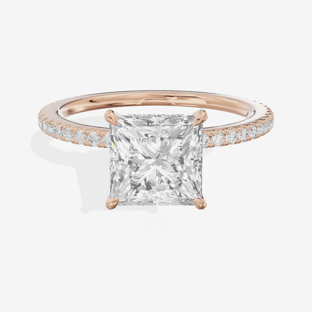 Petite Cherubine Princess Engagement Ring with Side Stones (1/3 ct. tw.) in 18K Rose Gold
